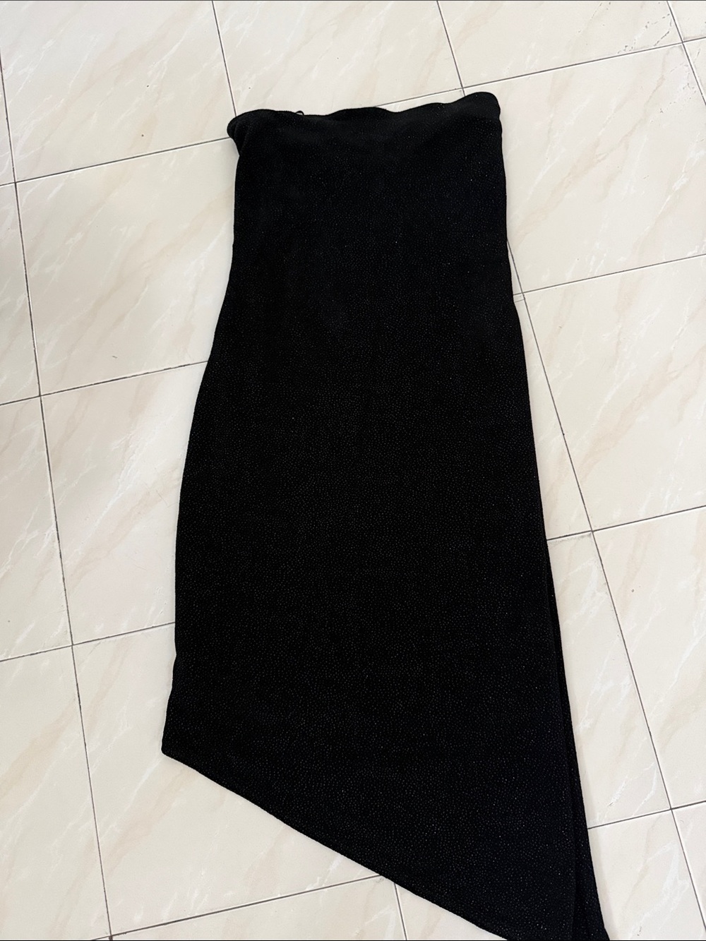 Black Asymmetric strapless dress vintage - Sleek Women